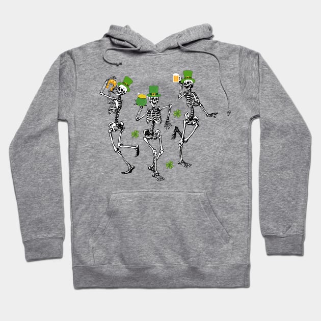 Dancing Skeleton Drinking Happy Patricks Day Hoodie by JanaeLarson